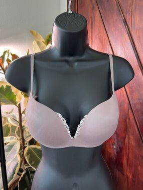 Women's Lace Trim Plunge T-Shirt Bra - Dusty Mauve